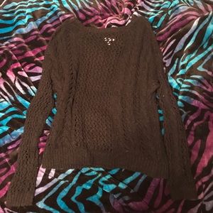 Mesh long sleeve knit top